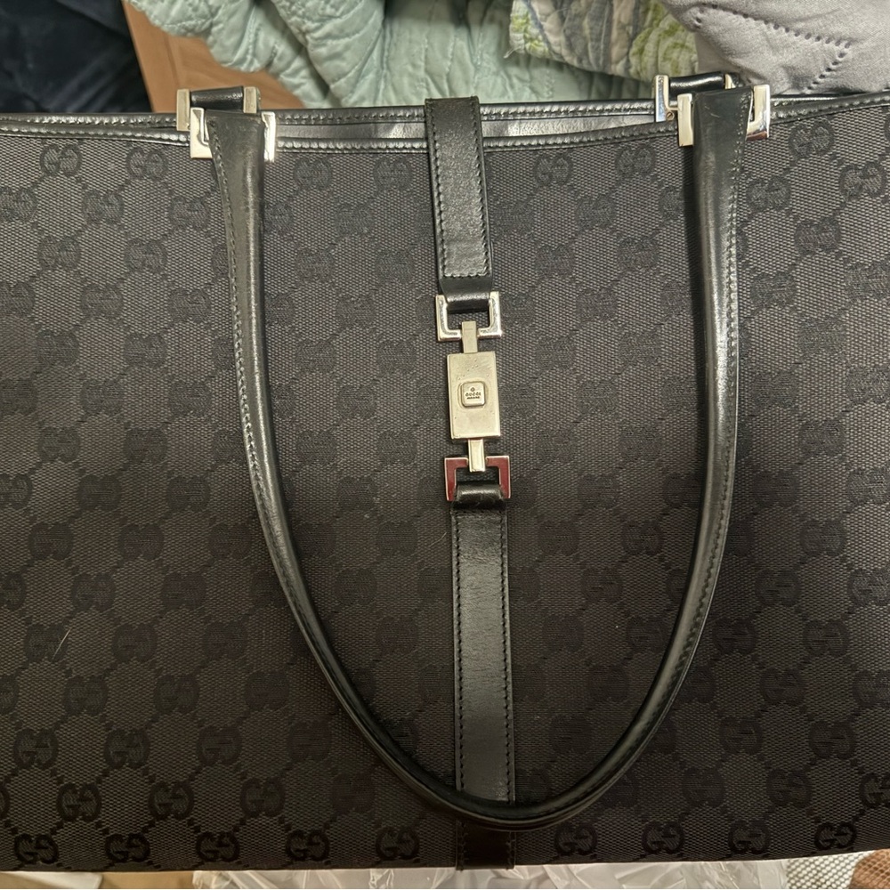 Gucci Black Monogram Jackie Tote